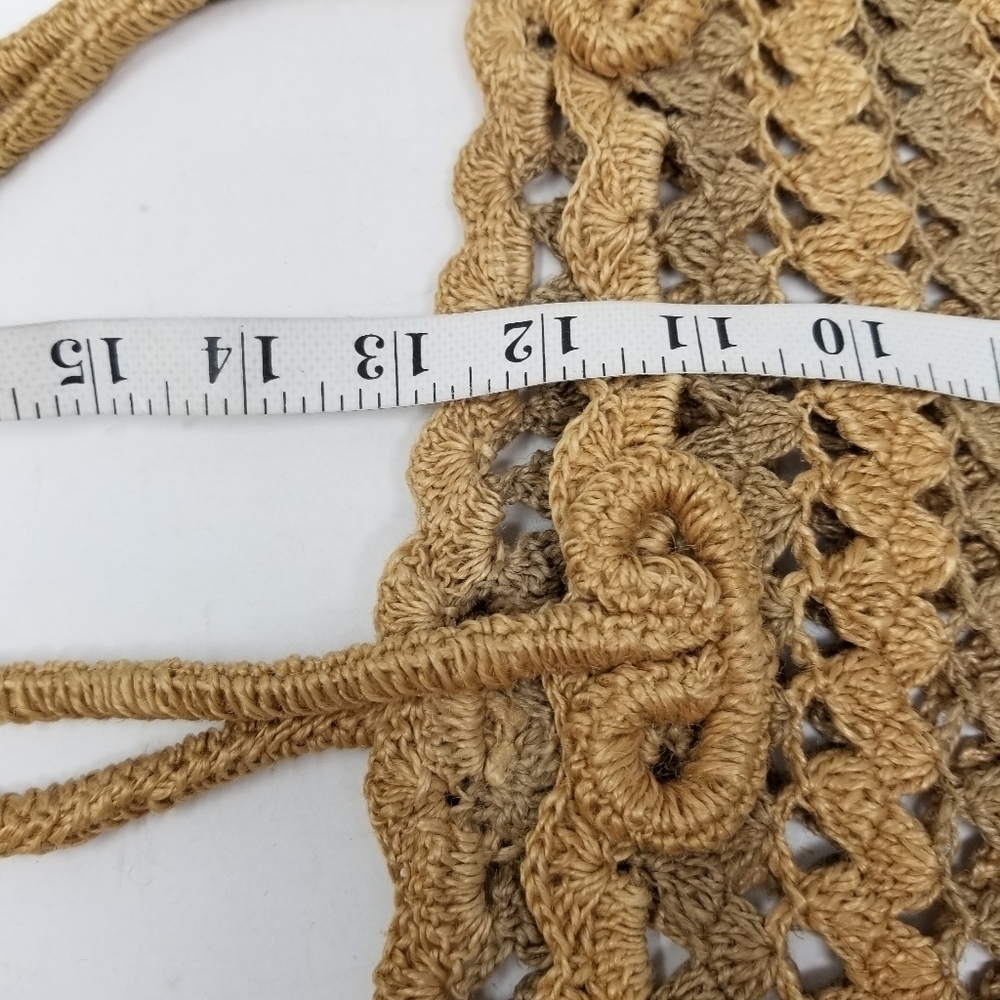 Crochet Tote Shoulder Bag Tote Open Weave Natural Double Handle Produce Beach - Picture 6 of 7